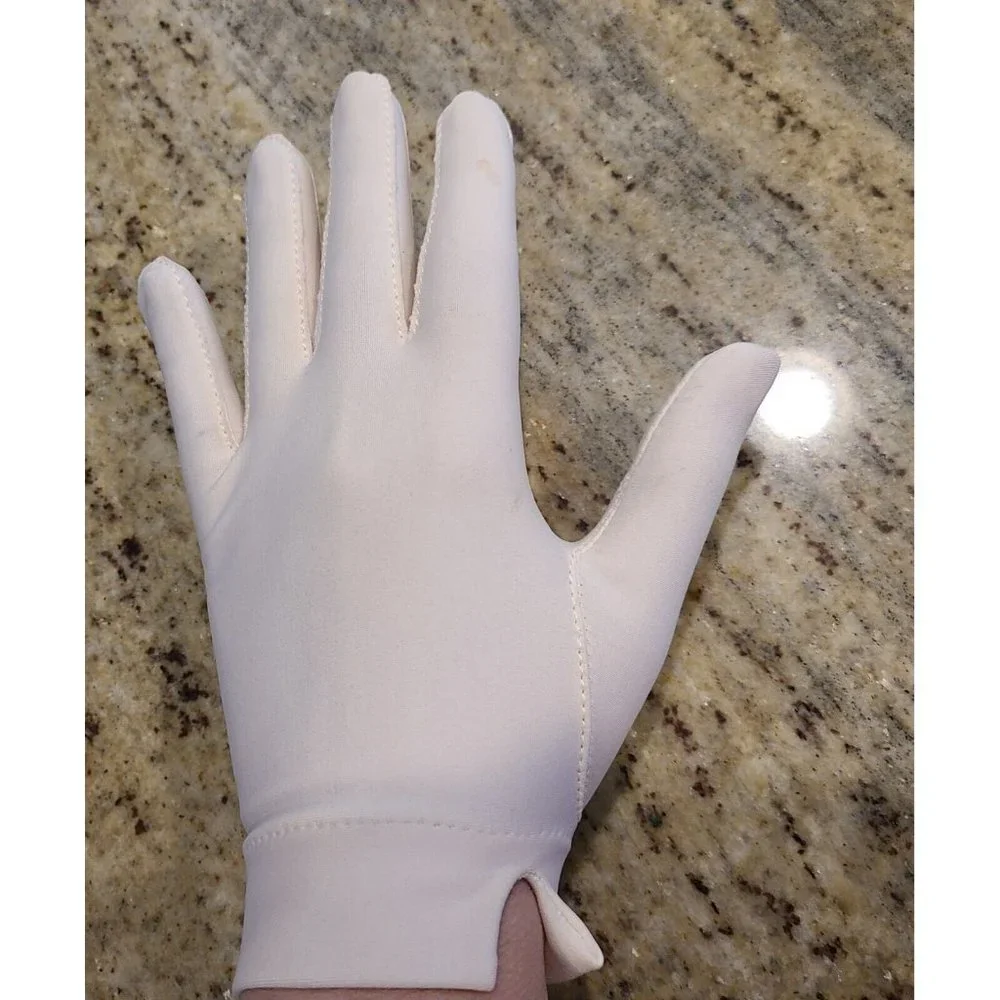 Vintage Size XL Isotoner Pink Stretch Formal Gloves. Nylon Spandex 7.5
